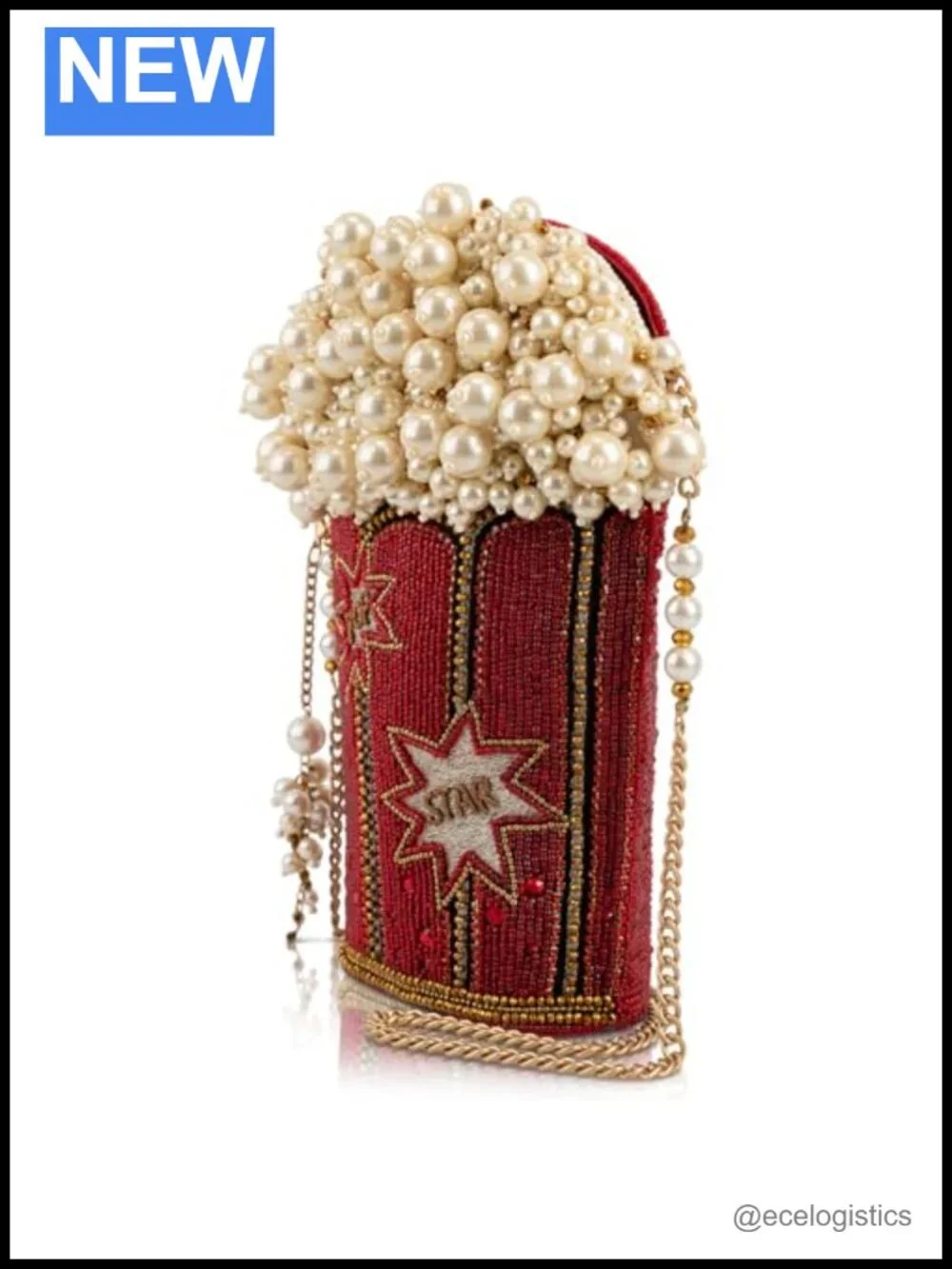 Beaded Crossbody Handbag with Convertible Sling Strap and Magnetic Closure